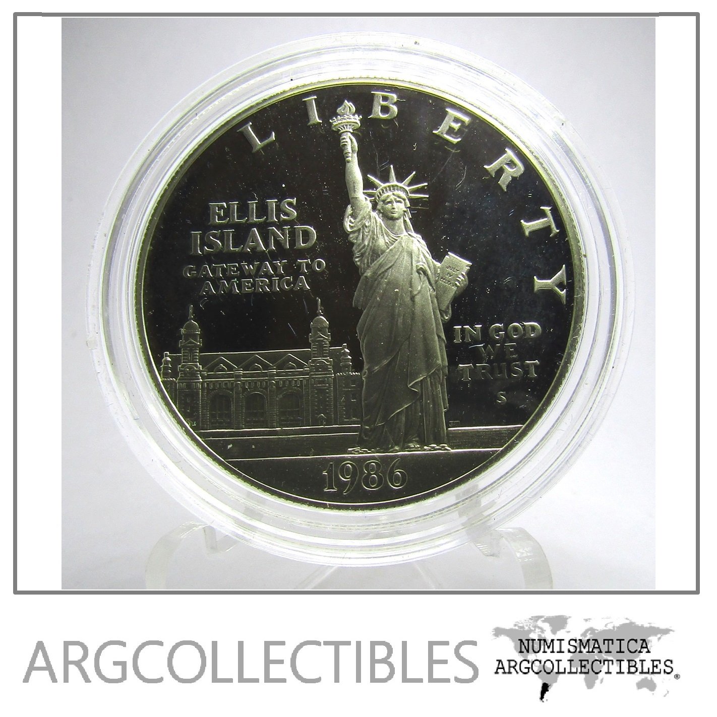 Estados Unidos USA Moneda 1 Dolar 1986 Plata 925 Estatua de Libertad KM-214 Proof UNC