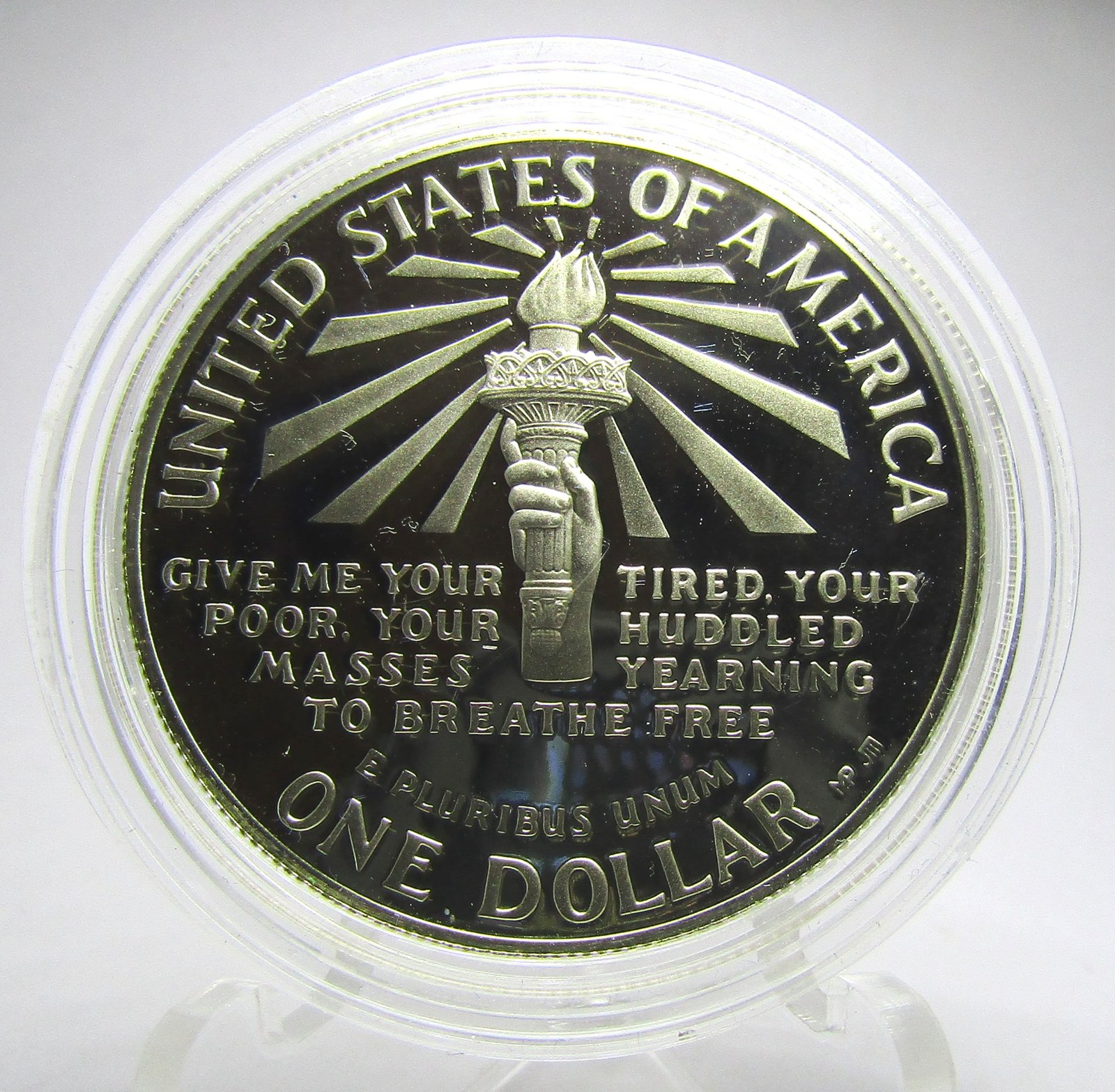 Estados Unidos USA Moneda 1 Dolar 1986 Plata 925 Estatua de Libertad KM-214 Proof UNC - Imagen 2