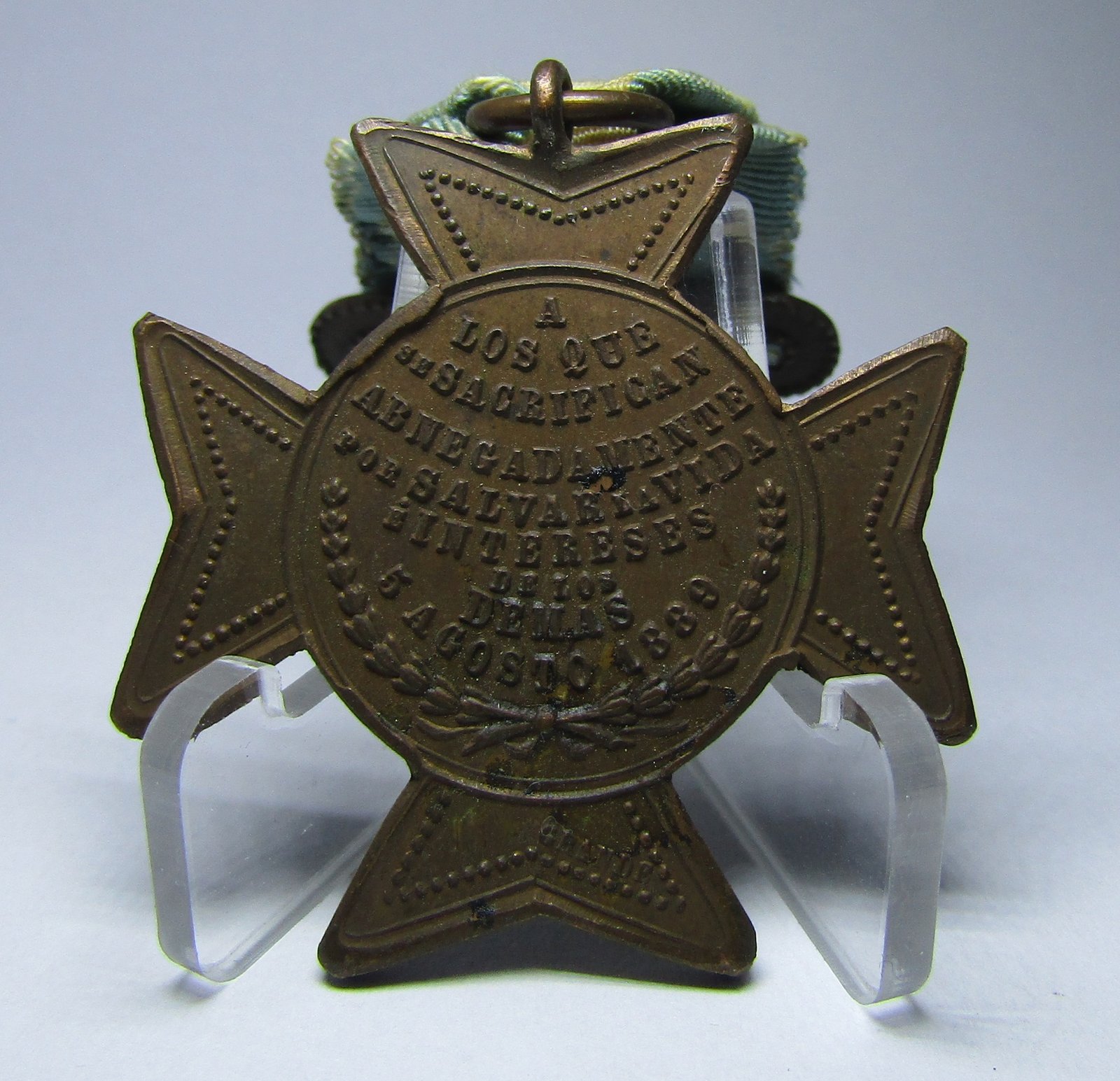 Argentina 1889 Medalla Condecoración Al Cuerpo de Bomberos BsAs - Imagen 2