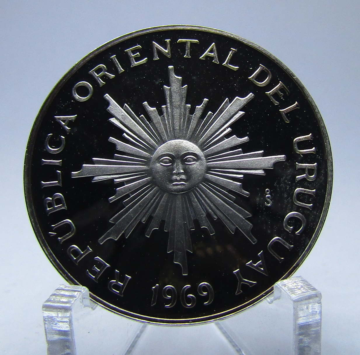 Uruguay Set de 3 Moneda 1, 5, 10 Pesos 1969 Ensayos en Plata 900, PN-87, 89, 91 Proof - Imagen 3