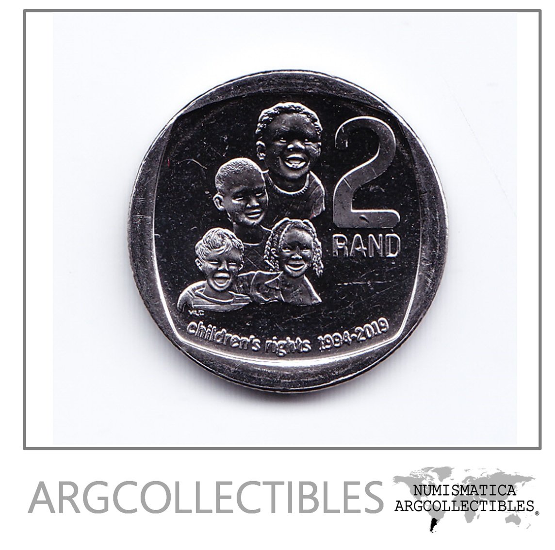 Sudafrica Moneda 2 Rand Cuproniquel 2019 Niños Unc