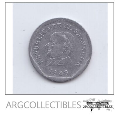 El Salvador Moneda 25 Centavos Acero 1988 Km-157 Xf