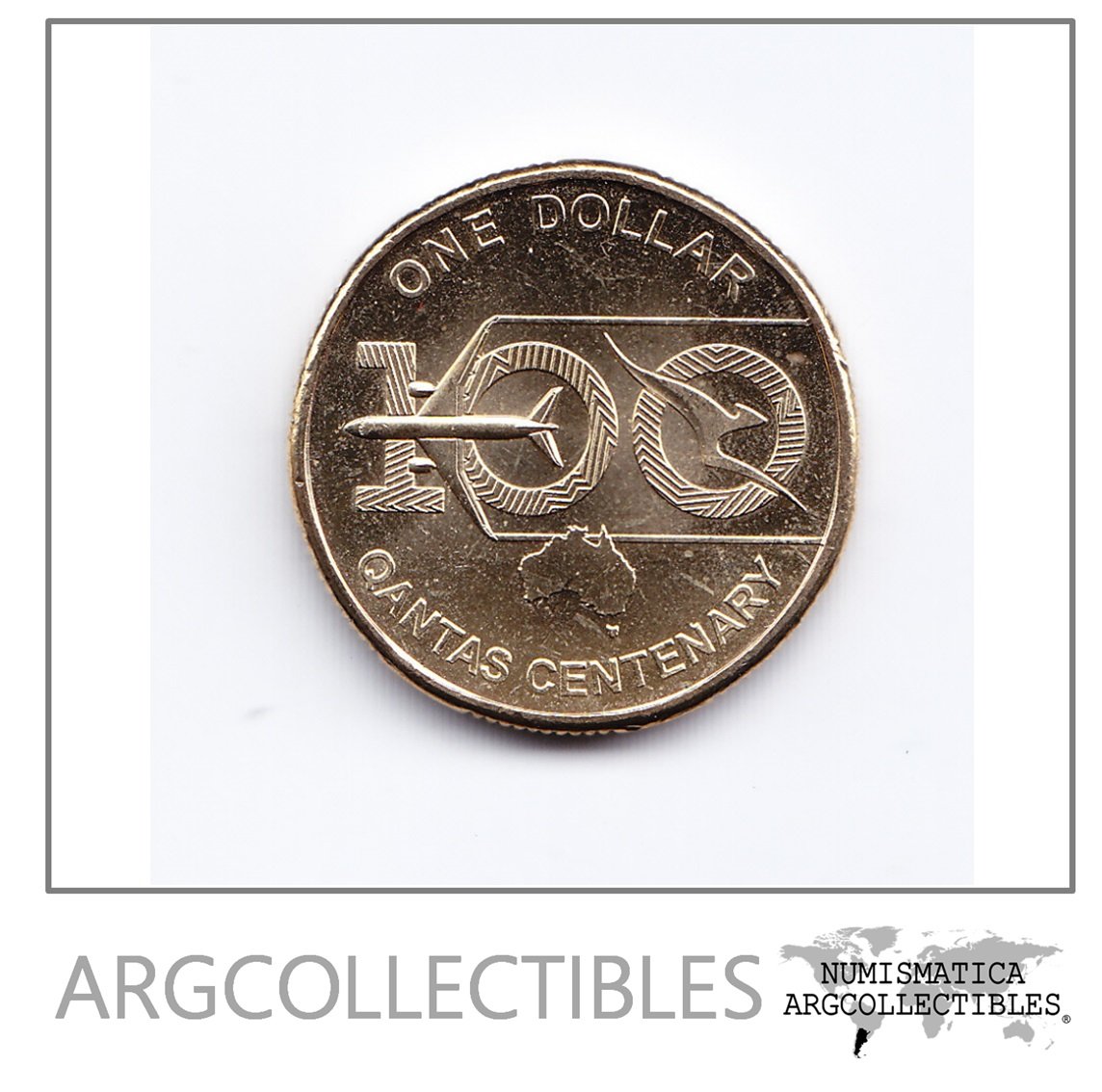 Australia Moneda 1 Dolar Laton 2020 Aniversario Qantas Aerolinea Unc