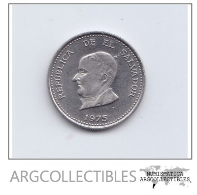 El Salvador Moneda 25 Centavos Niquel 1975 Km-139 Au