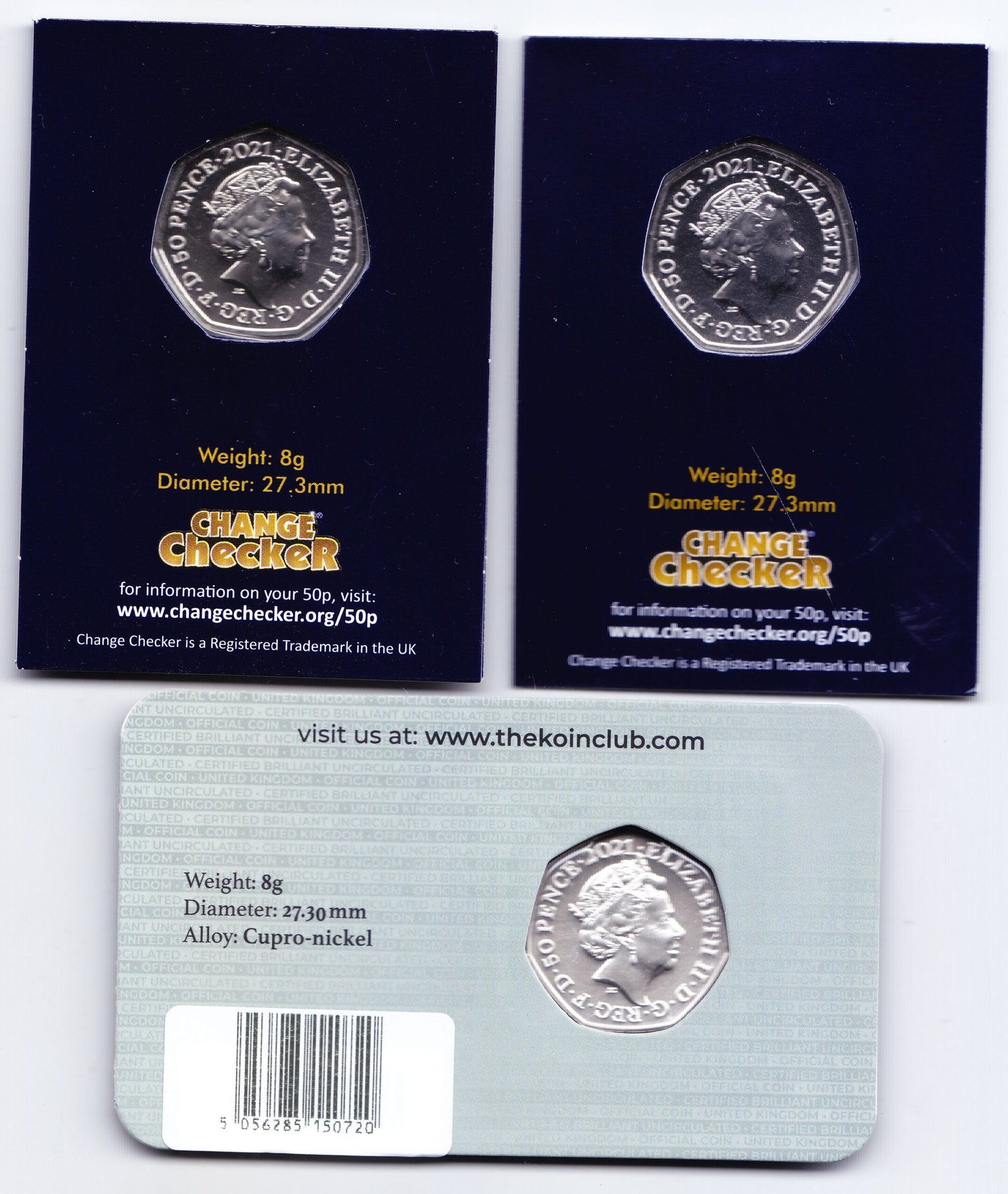 Inglaterra Set 3 Blisters Monedas 50 Pence Cuproniquel 2021 Dinosaurios Unc - Imagen 2