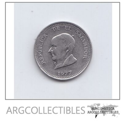 El Salvador Moneda 25 Centavos Niquel 1977 Km-139 Au