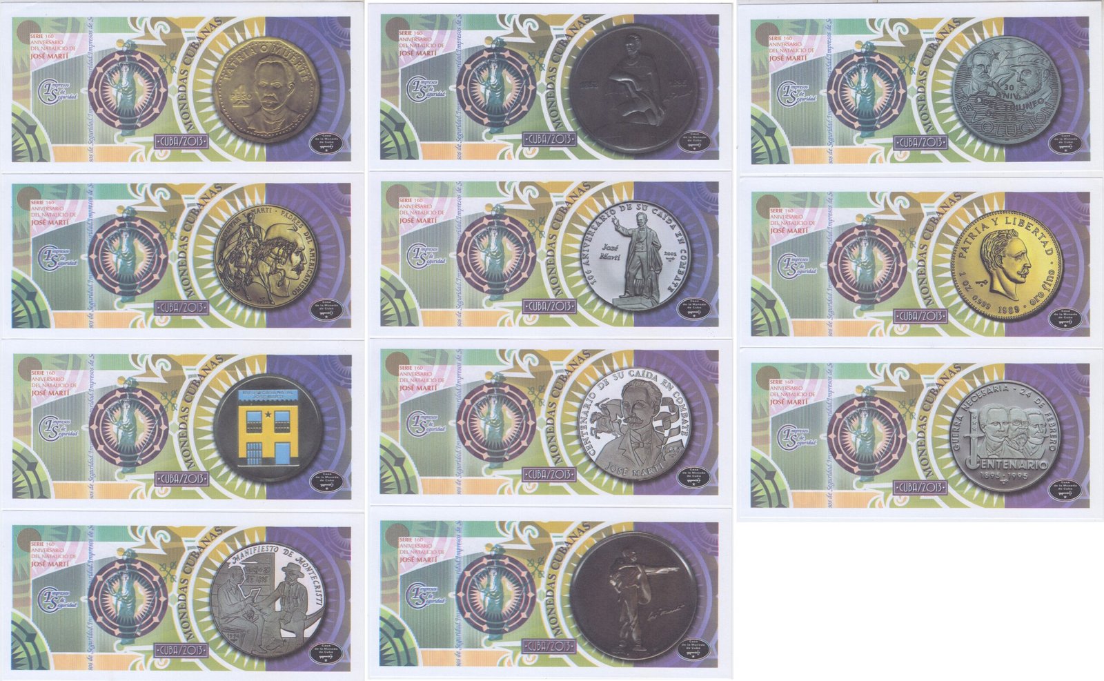 Cuba Set 11 Billetes Año 2013 Aniversario Natalicio Jose Marti Unc - Imagen 2