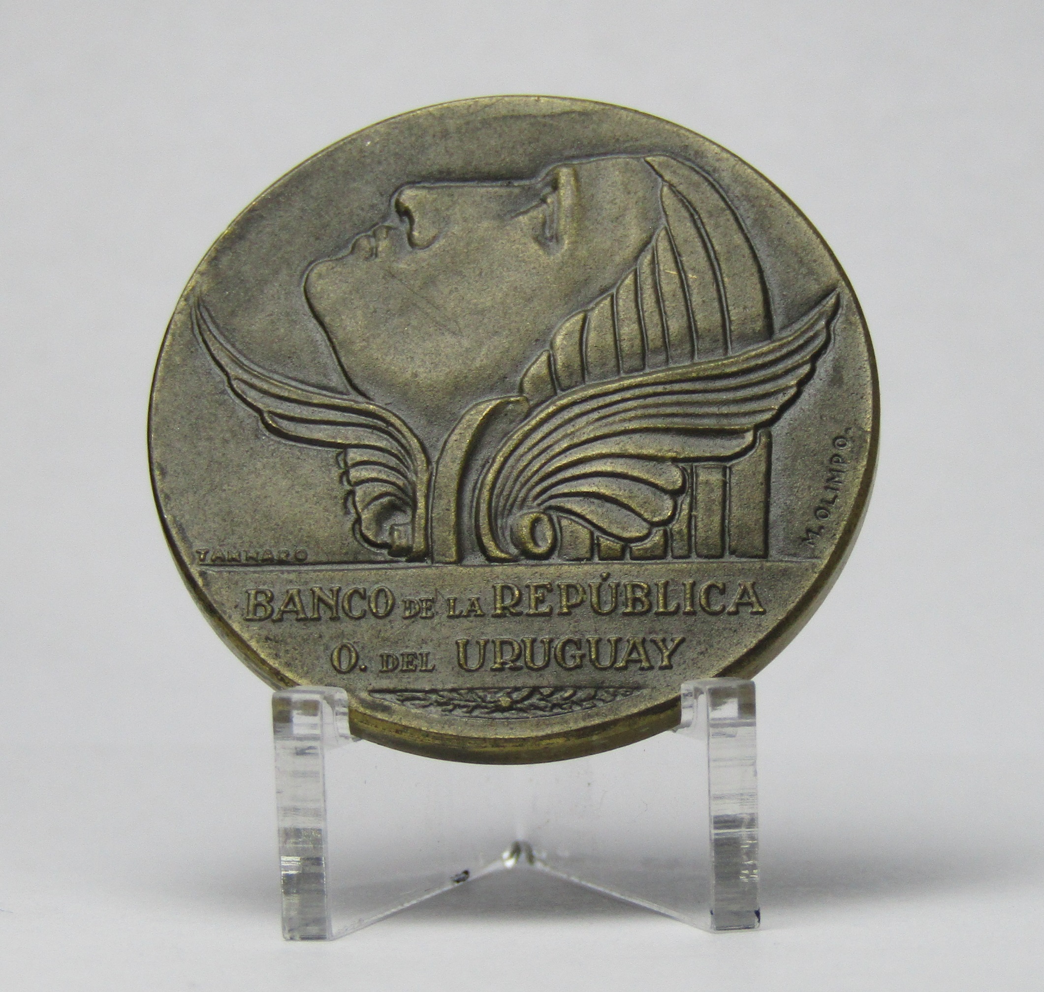 Uruguay Medalla 1936 Inauguracion Edificio Banco Republica Montevideo - Imagen 2