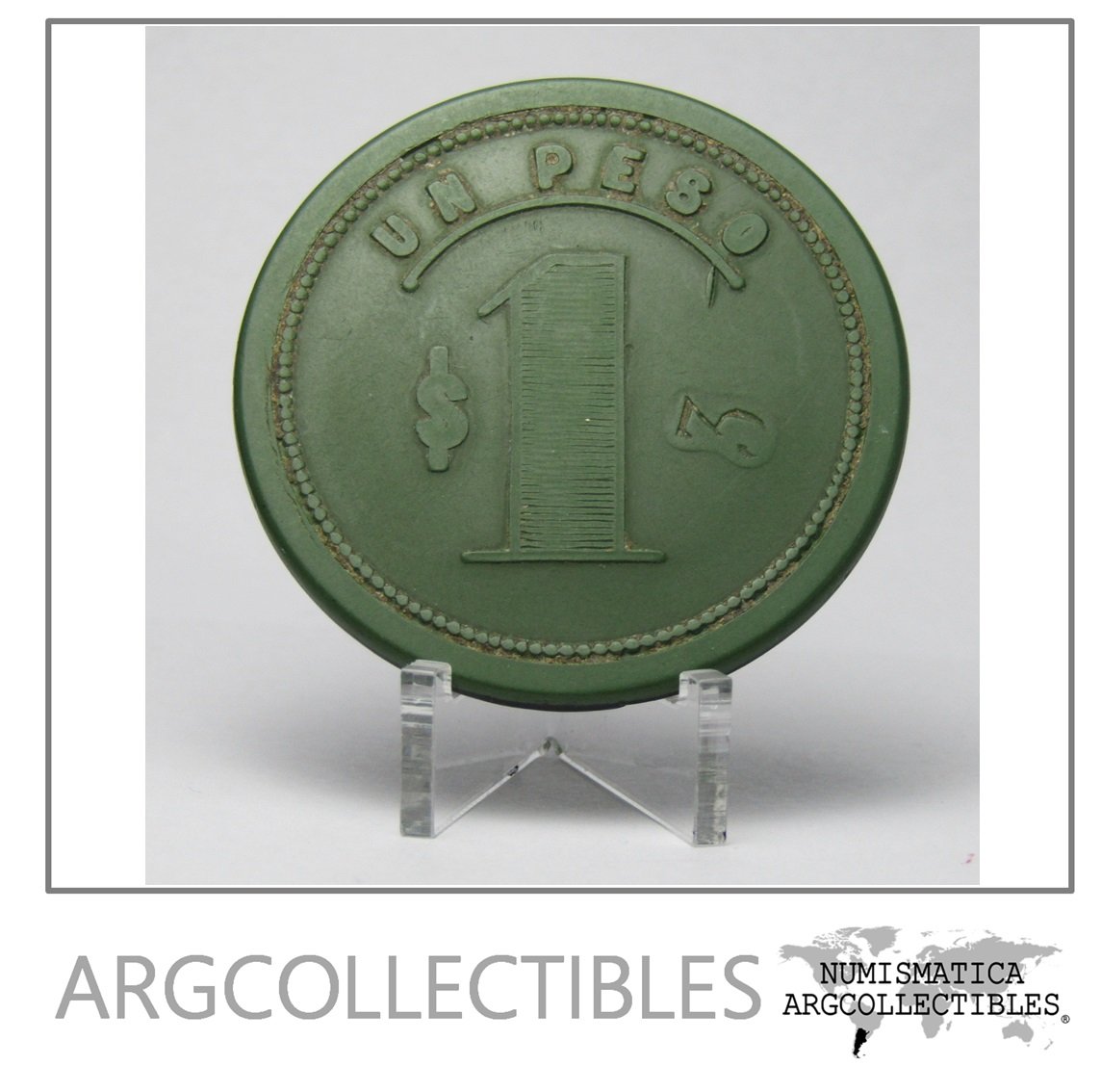 Chile Ficha 1 Peso 1890 Token de Baquelita Club Union Color Verde