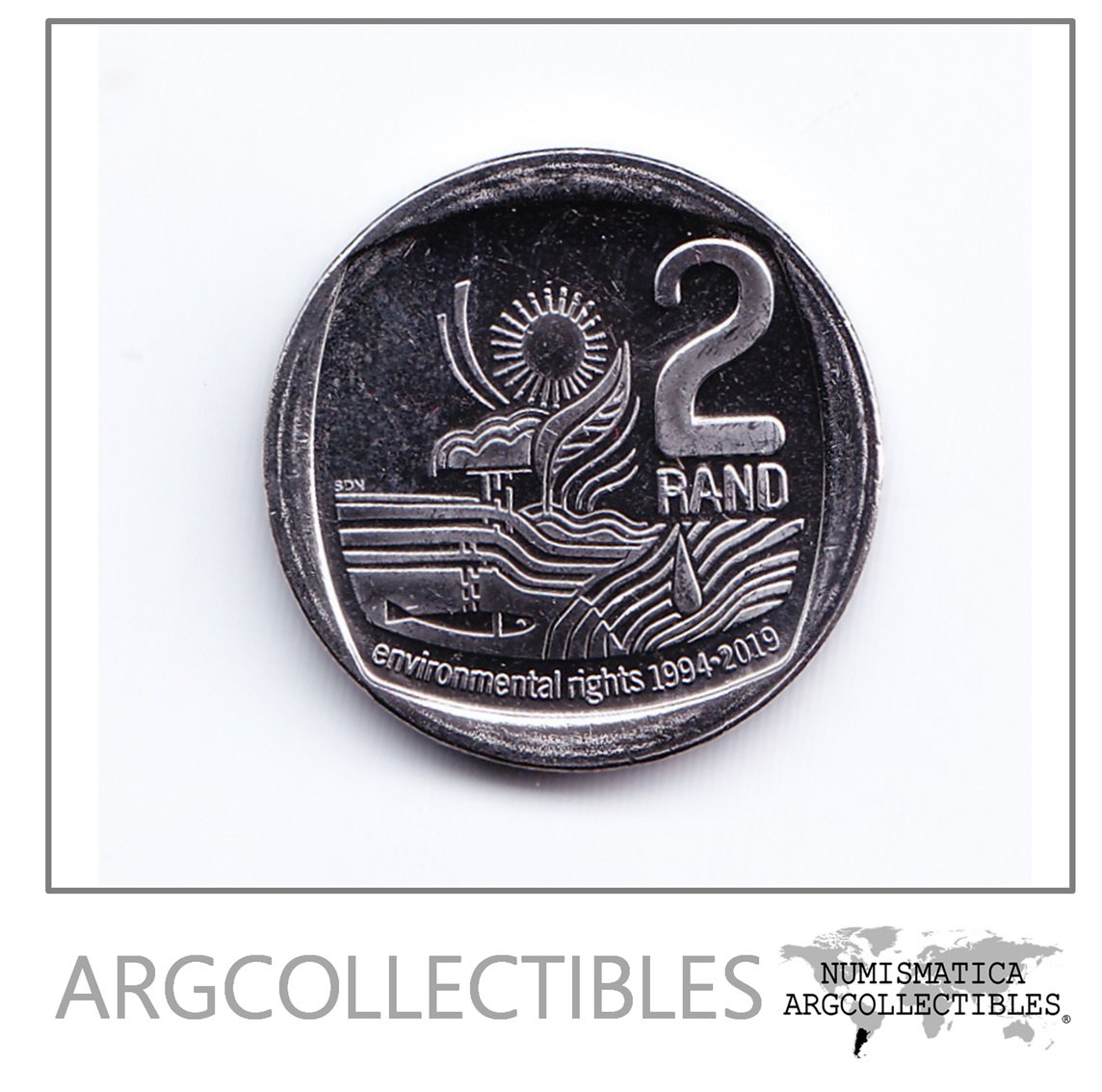 Sudafrica Moneda 2 Rand Cuproniquel 2019 Ingles Unc