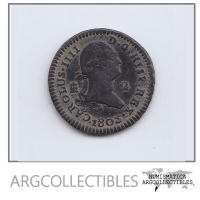España Moneda 2 Maravedis 1803 Segovia Cobre Carlos IIII KM-426 VF+