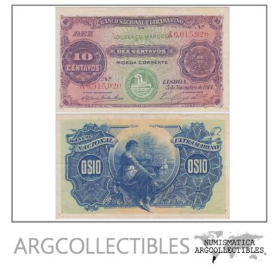 Mozambique Billete 10 Centavos Año 1914 P-59 Xf-