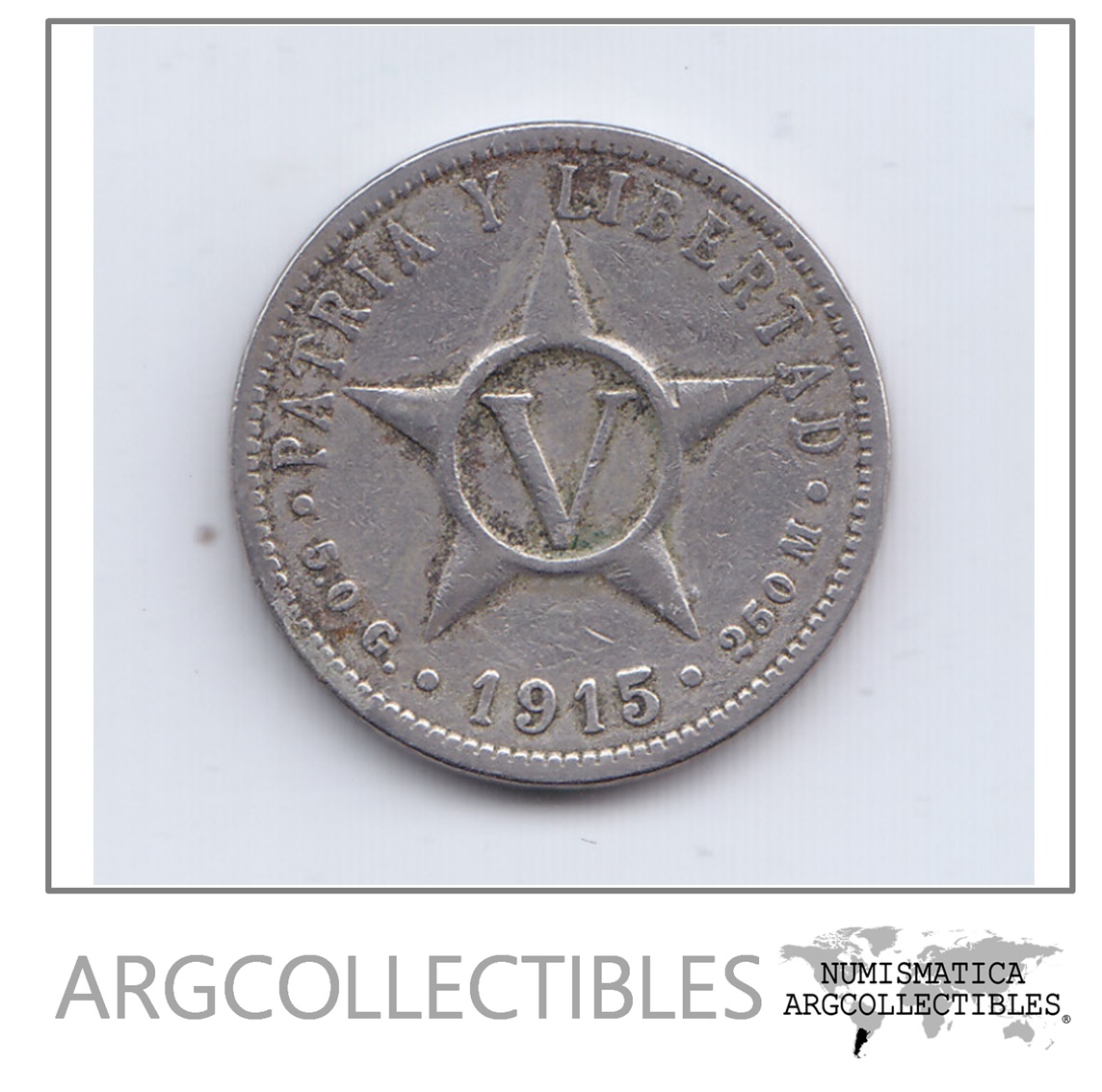 Cuba Moneda 5 Centavos Niquel 1915 Km-11.1 Vf