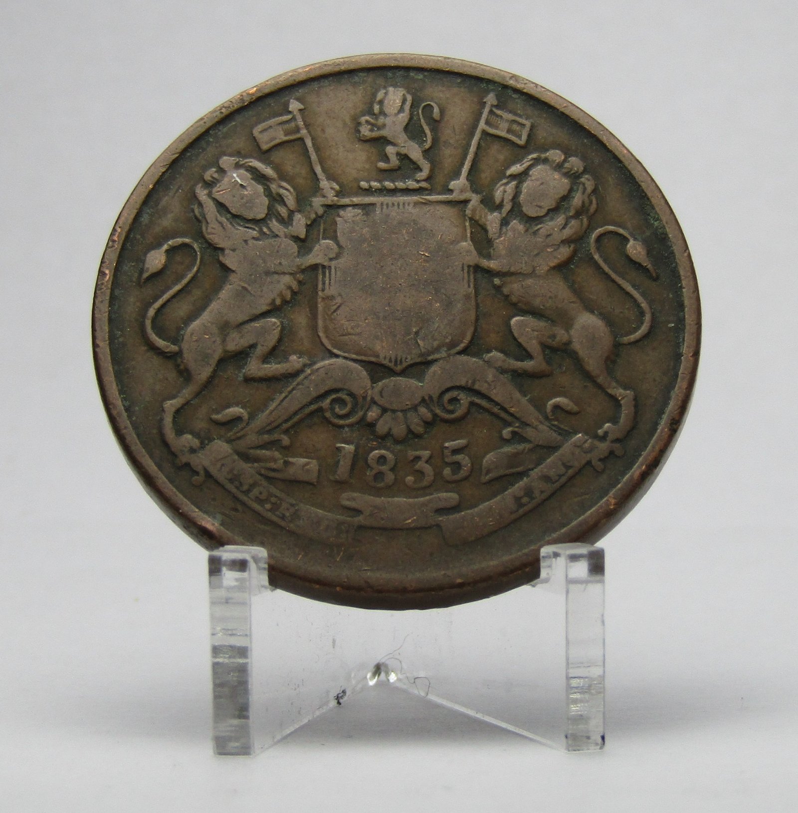 India Britanica Moneda 1/2 Anna Cobre 1835 Km-447 Vf - Imagen 2