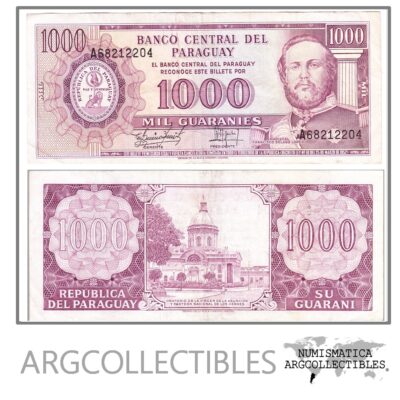 Paraguay Billete 1000 Guaranies 1952 (1982) P-207(5) Firmas Benitez y Estigarribia VF