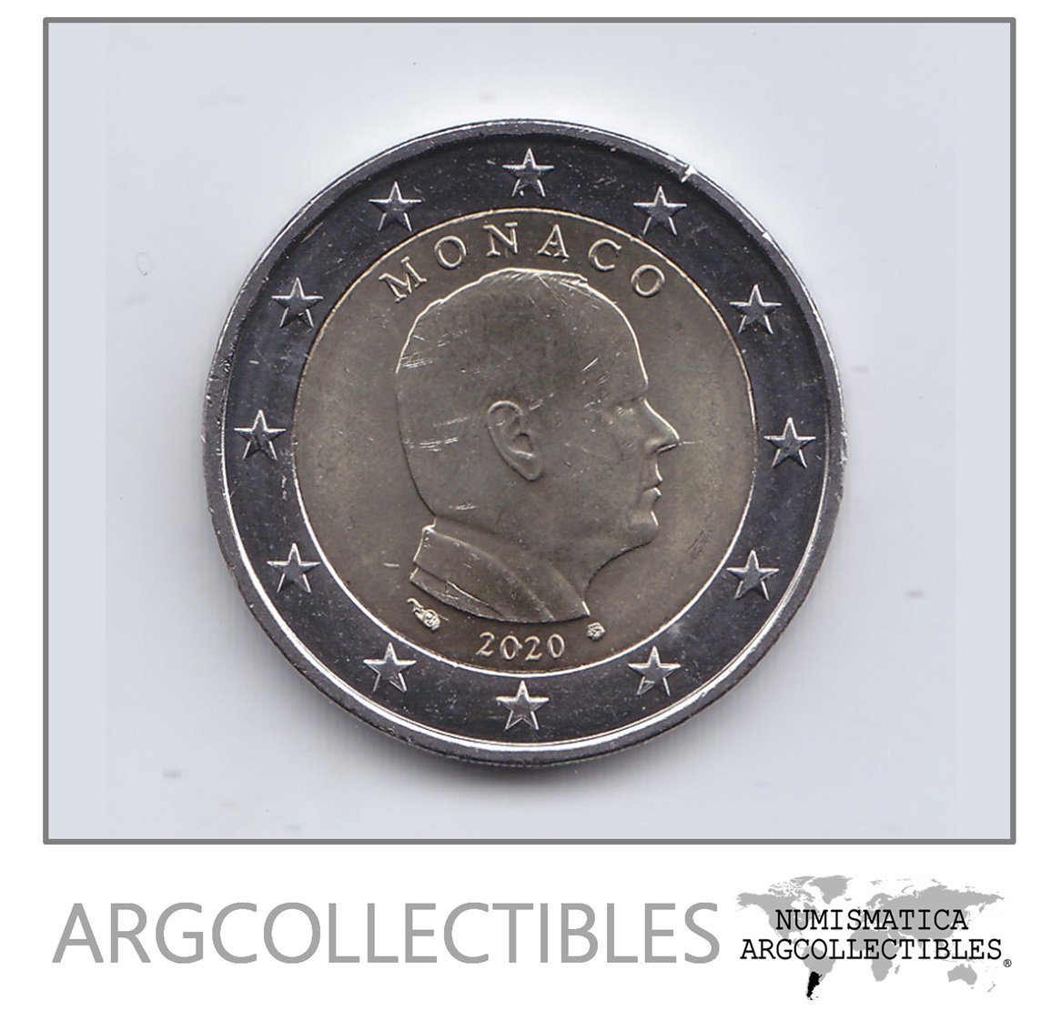 Monaco Moneda 2 Euros Bimetalica 2020 Principe Alberto II Unc