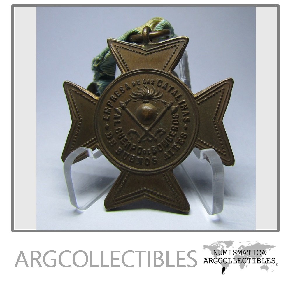 Argentina 1889 Medalla Condecoración Al Cuerpo de Bomberos BsAs