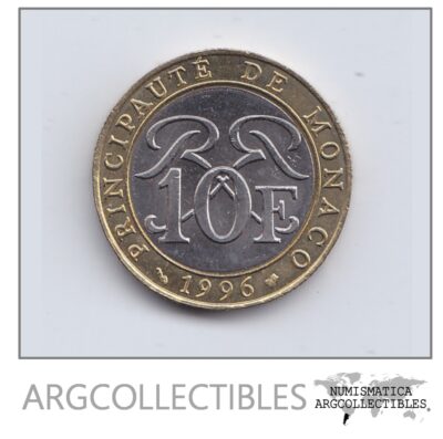 Monaco Moneda 10 Francos Bimetalica 1996 Unc