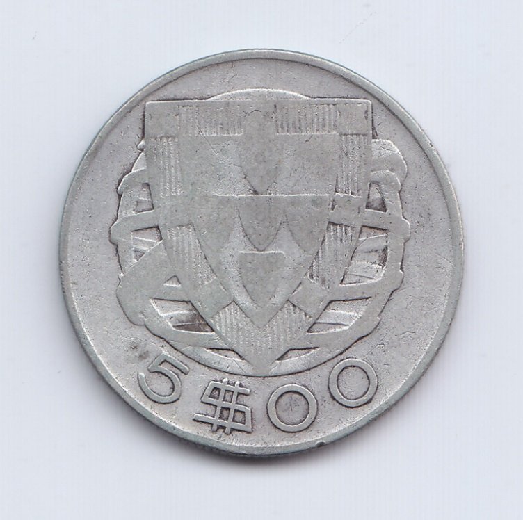 Portugal Moneda 5 Escudos Plata 1940 Km-581 Vf- - Imagen 2