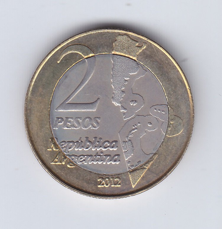Argentina Moneda 2 Pesos 2012 Aniversario Recuperacion Malvinas UNC - Imagen 2