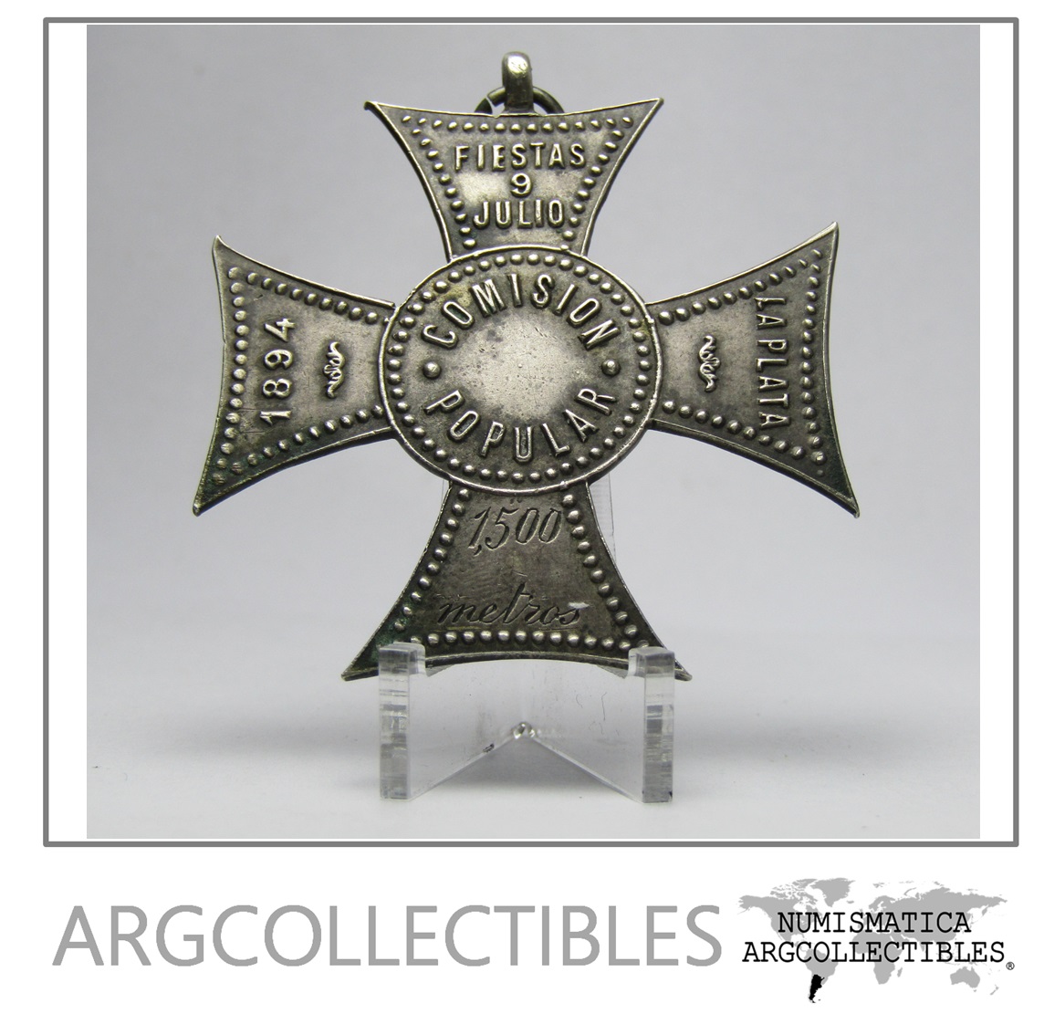 Argentina Medalla 1894 Fiestas 9 Julio Comision Popular La Plata 1500 Metros