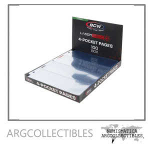 Caja x 100 Hojas Premium Para Billetes Marca BCW Libres PVC Y Acidos 4 Espacios