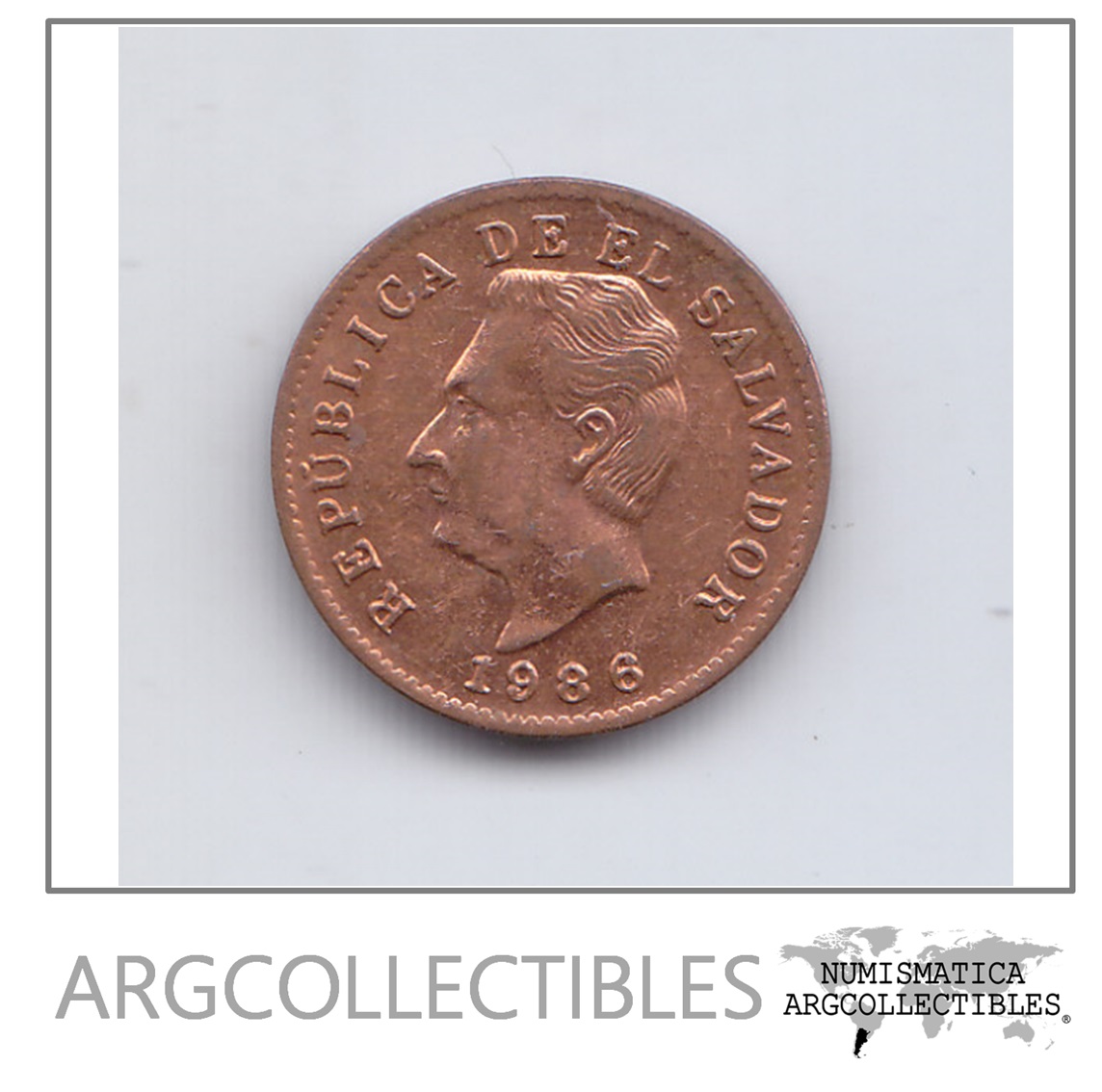 El Salvador Moneda 1 Centavo Acero Bañado en Cobre 1986 Km-135.2b Au