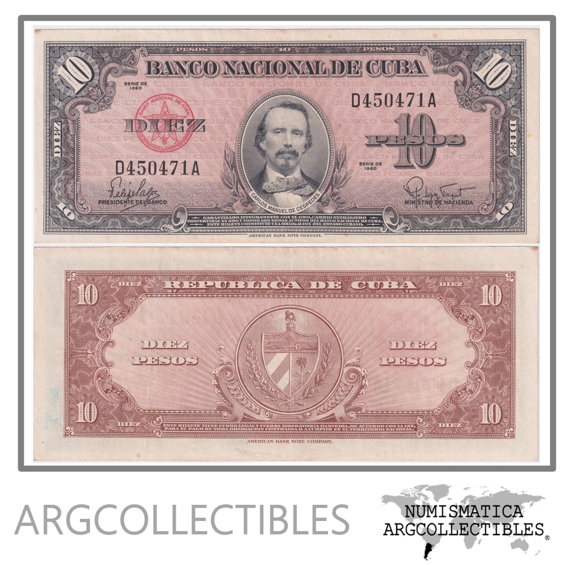 Cuba Billete 10 Pesos 1960 P-79b XF