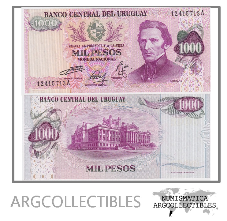 Uruguay Billete 1.000 Pesos 1974 P-52/CR-13A2.3 AU