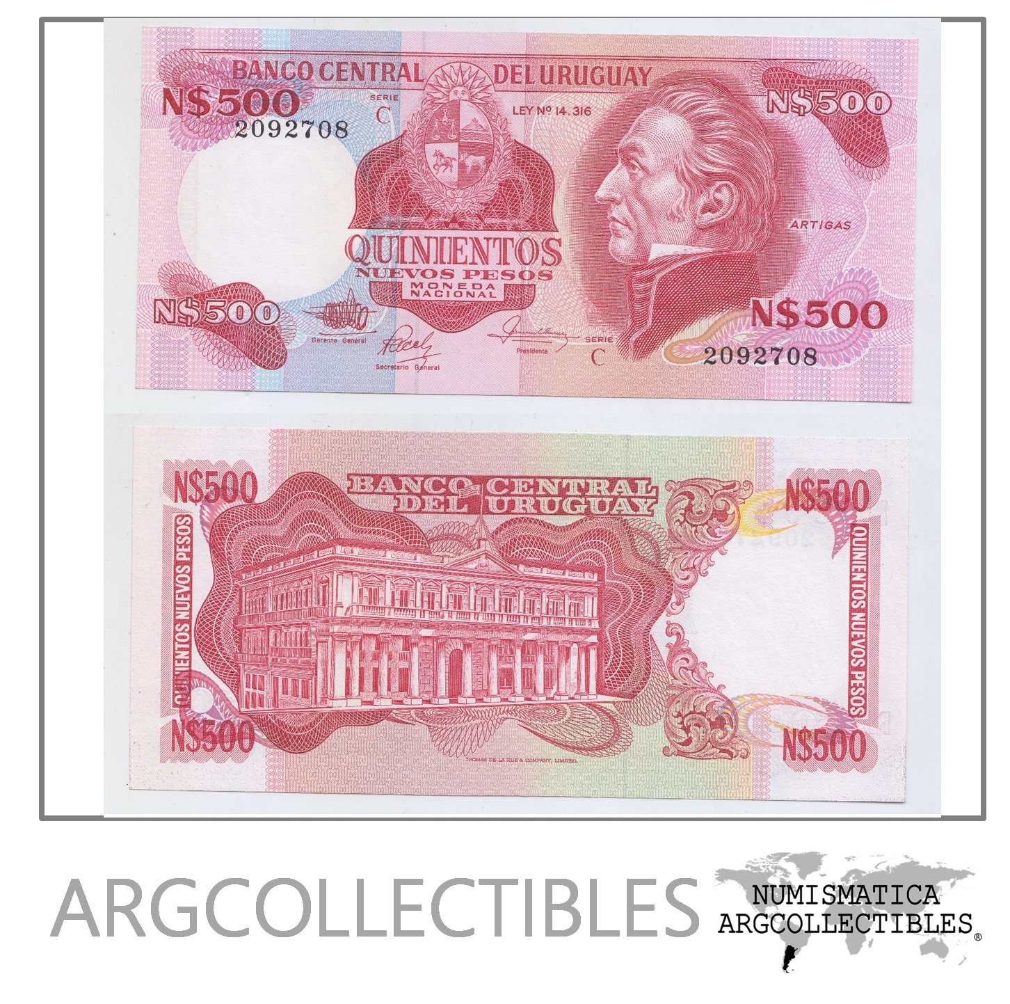 Uruguay Billete 500 Nuevos Pesos 1978-1985 P-63b UNC