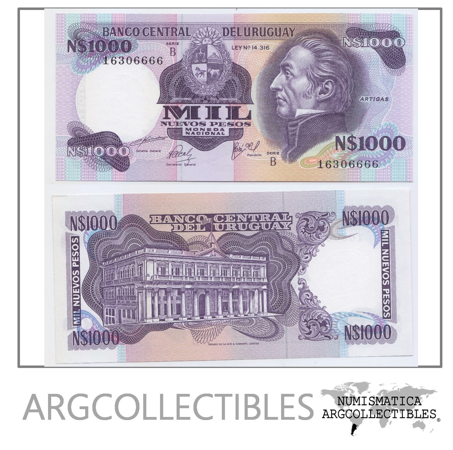 Uruguay Billete 1.000 Nuevos Pesos 1981 P-64b AU