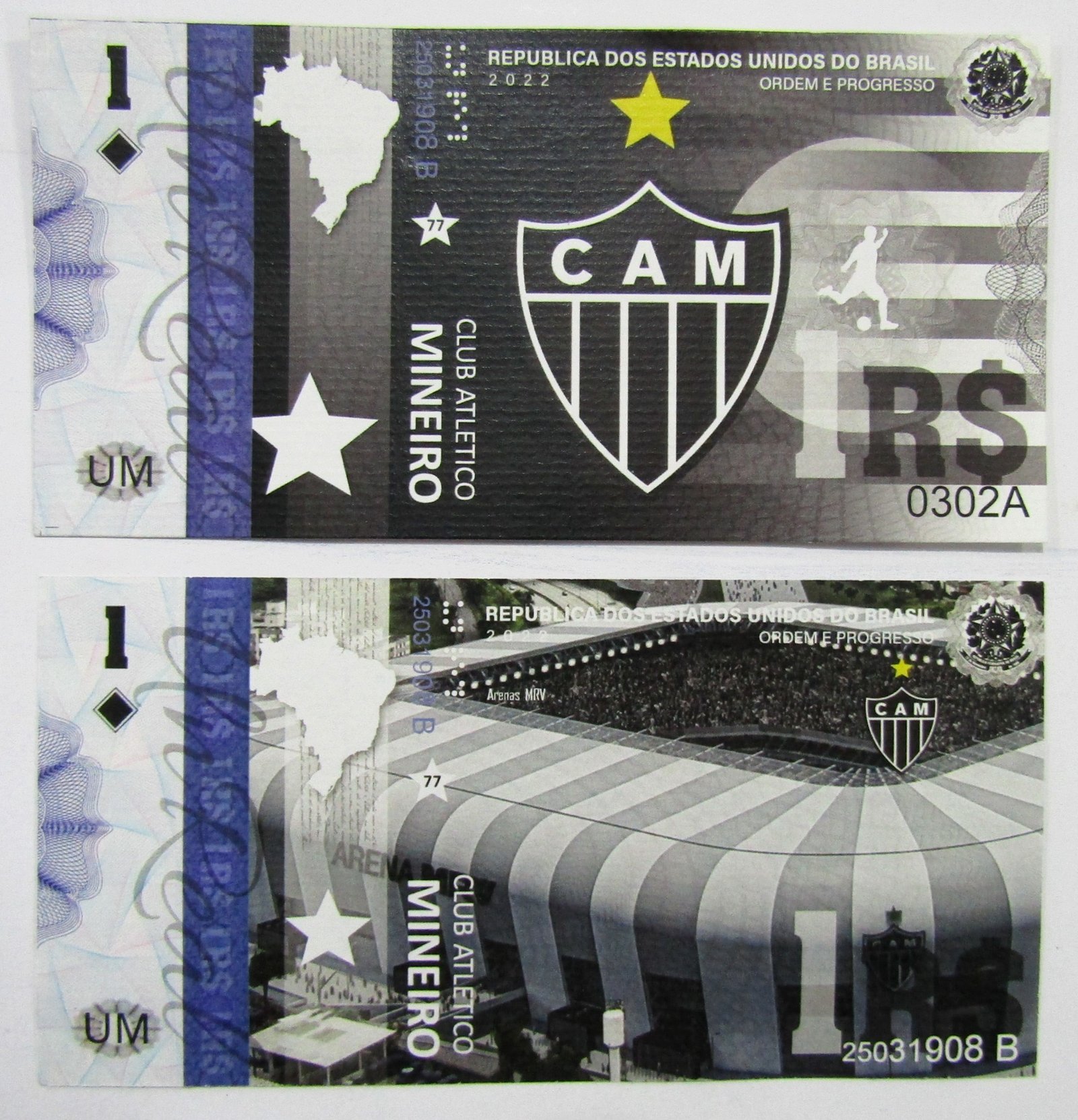 Brasil Billete 1 Real 2022 Club de Futbol Mineiro, Arenas MRV UNC - Imagen 2