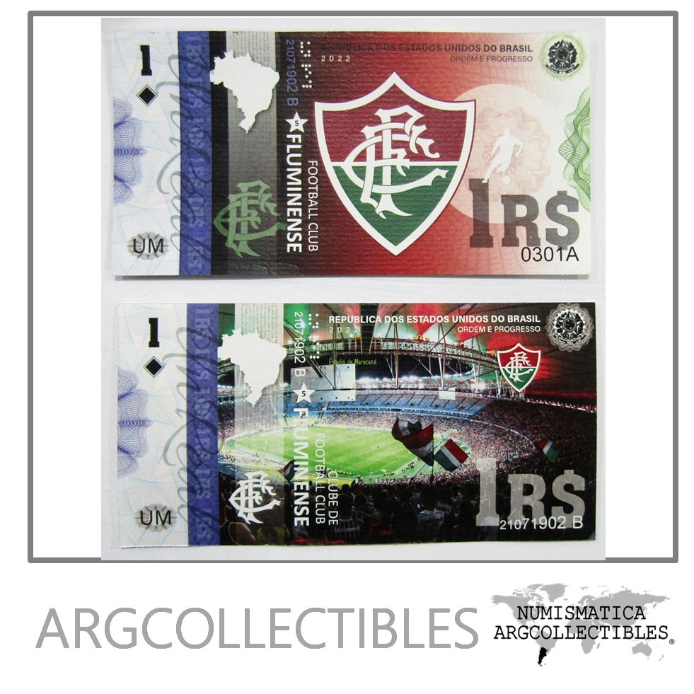 Brasil Billete 1 Real 2022 Club de Futbol Fuminense, Estadio Maracana UNC