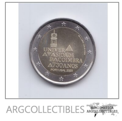 Portugal Moneda 2 Euros Bimetalica 2020 Aniversario 730 Universidad Coimbra Unc