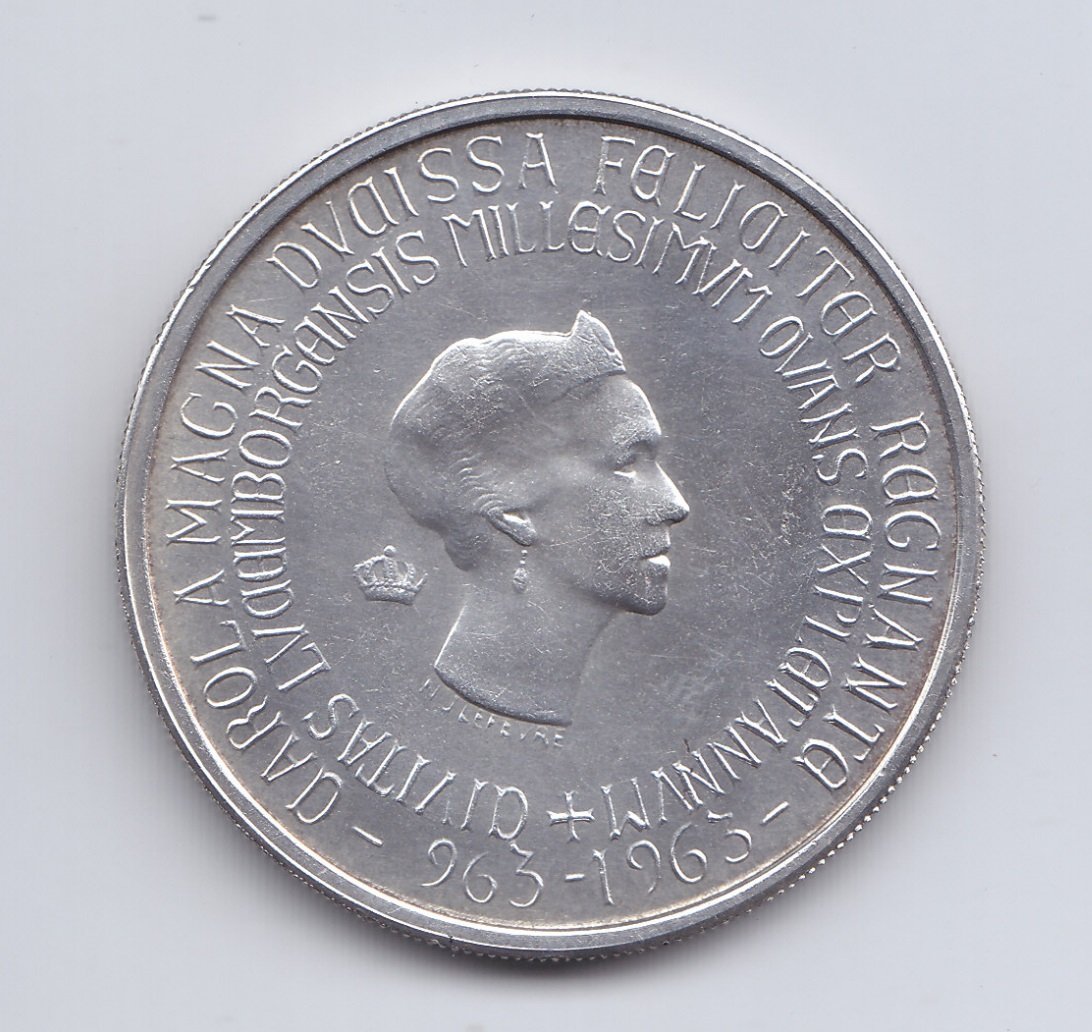 Luxemburgo Moneda 250 Francos Plata 835 Año 1963 Aniversario 1000 Ciudad Km-53 Unc - Imagen 2