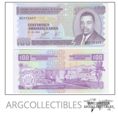 Burundi Billete 100 Francos Año 2006 P-37E Unc