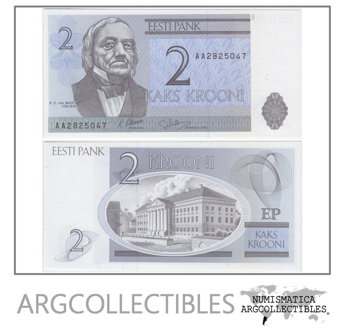 Estonia Billete 2 Krooni Año 1992 P-70 Unc
