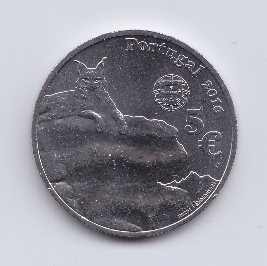 Portugal Moneda 5 Euros Niquel 2016 Lince Iberico Unc - Imagen 2