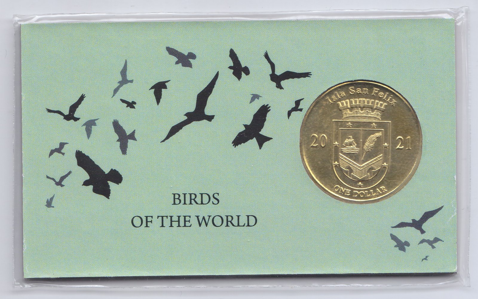 Isla San Felix Blister Moneda 1 Dolar Laton 2021 Loro Color Unc - Imagen 2