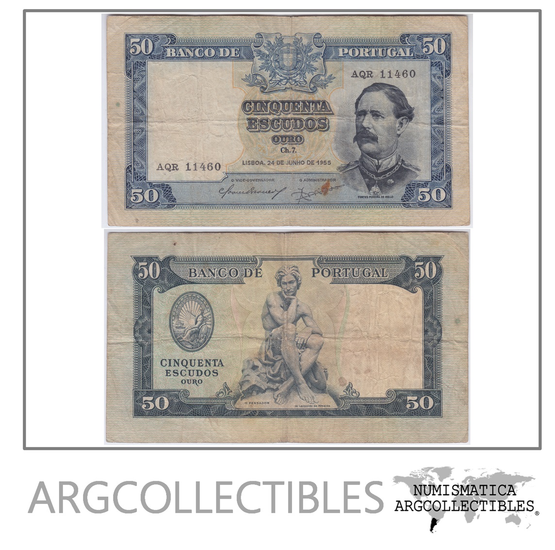 Portugal Billete 50 Escudos Año 1955 Vf-