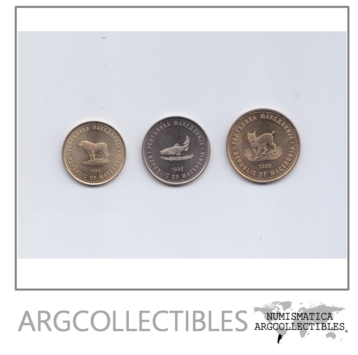 Macedonia Set 3 Monedas 1, 2, 5 Dinars 1995 Fao Animales Unc