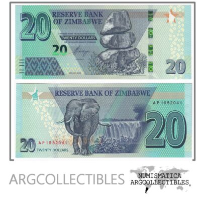 Zimbabwe Billete 20 Dolares 2020 P-104 UNC