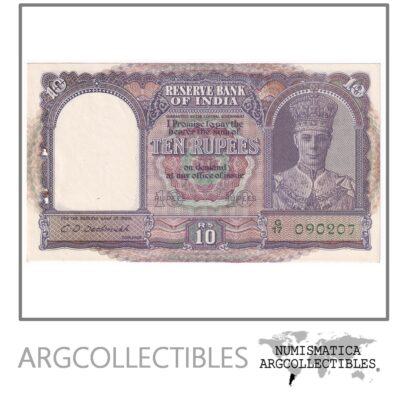India Billete 10 Rupias 1943 P-24 AU