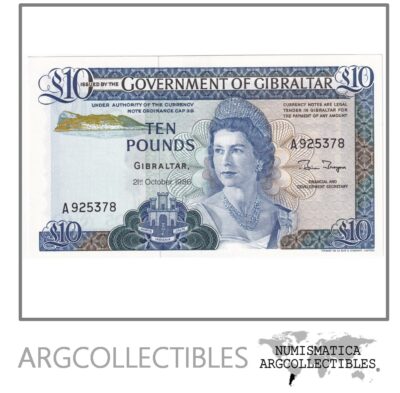 Gibraltar Billete 10 Pounds 1986 P-22b UNC