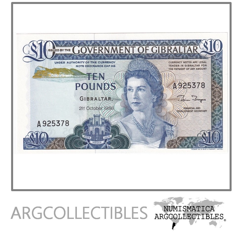 Gibraltar Billete 10 Pounds 1986 P-22b UNC