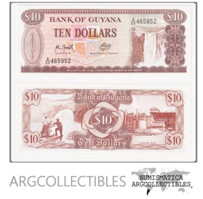Guyana Billete 10 Dolares 1989 P-23f UNC