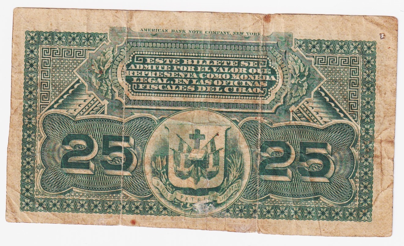 Republica Dominicana Billete 25 Centavos 1880 Puerto Plata P-s101r VF- - Imagen 2