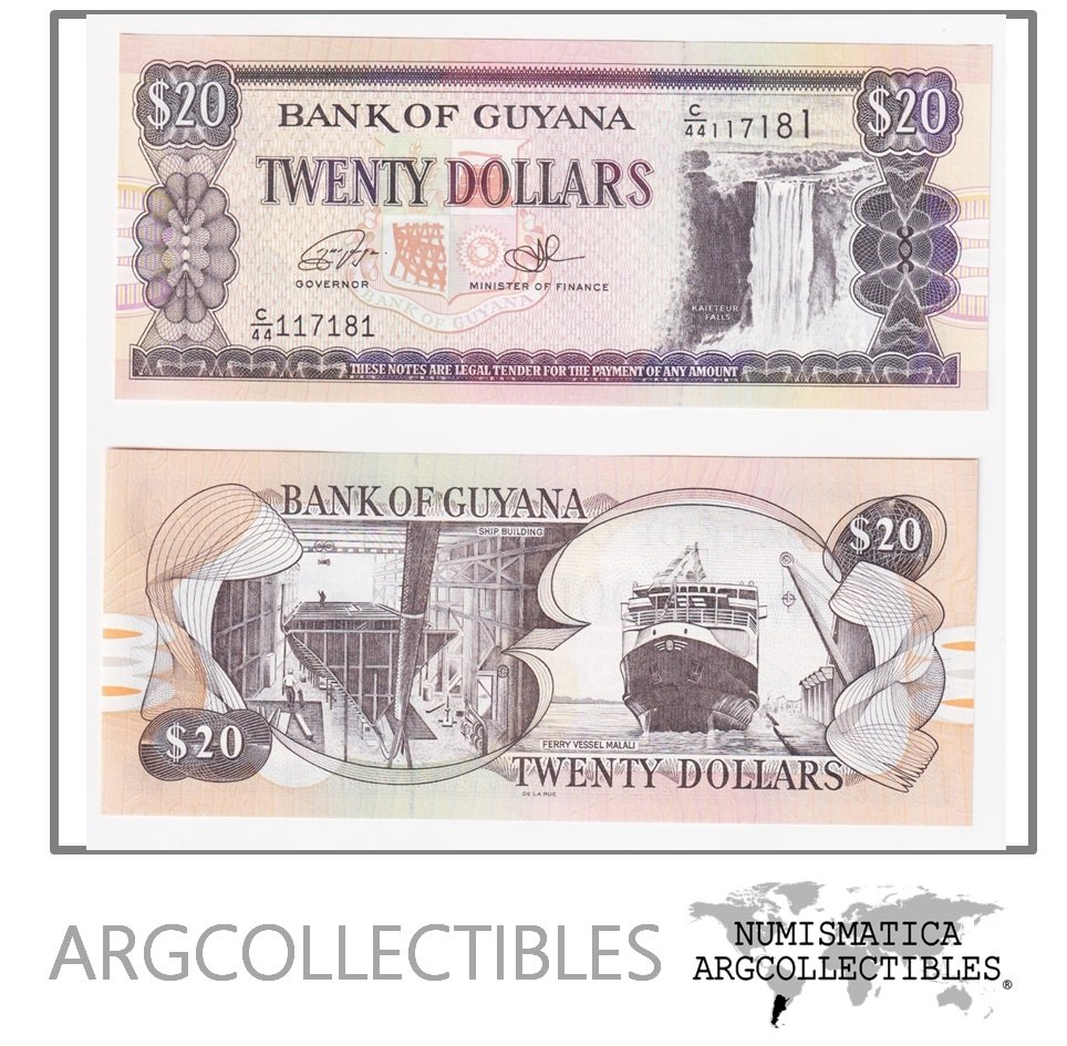 Guyana Billete 20 Dolares 1996 / 2008 P-30f UNC