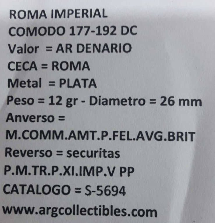 Roma Imperial Moneda Ar Denario 177-192 Comodo, Plata S-5694 RR12 - Imagen 3