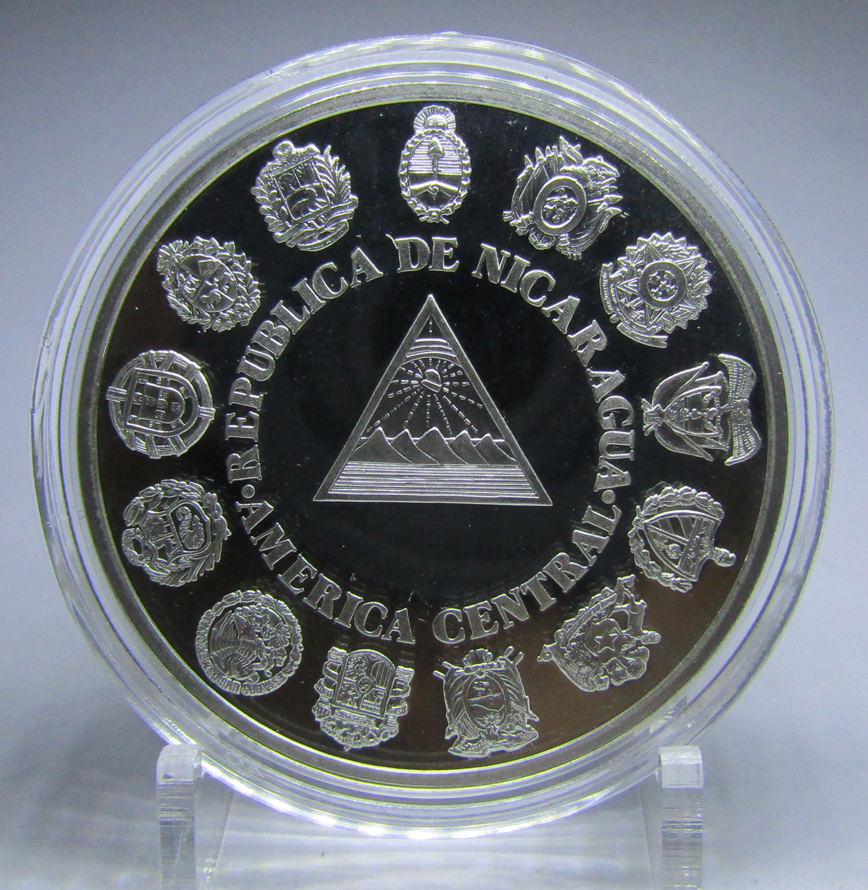 Nicaragua Moneda 1 Cordoba 1991 Plata 925 Iberoamericana KM-77 Proof - Imagen 2